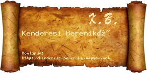 Kenderesi Bereniké névjegykártya